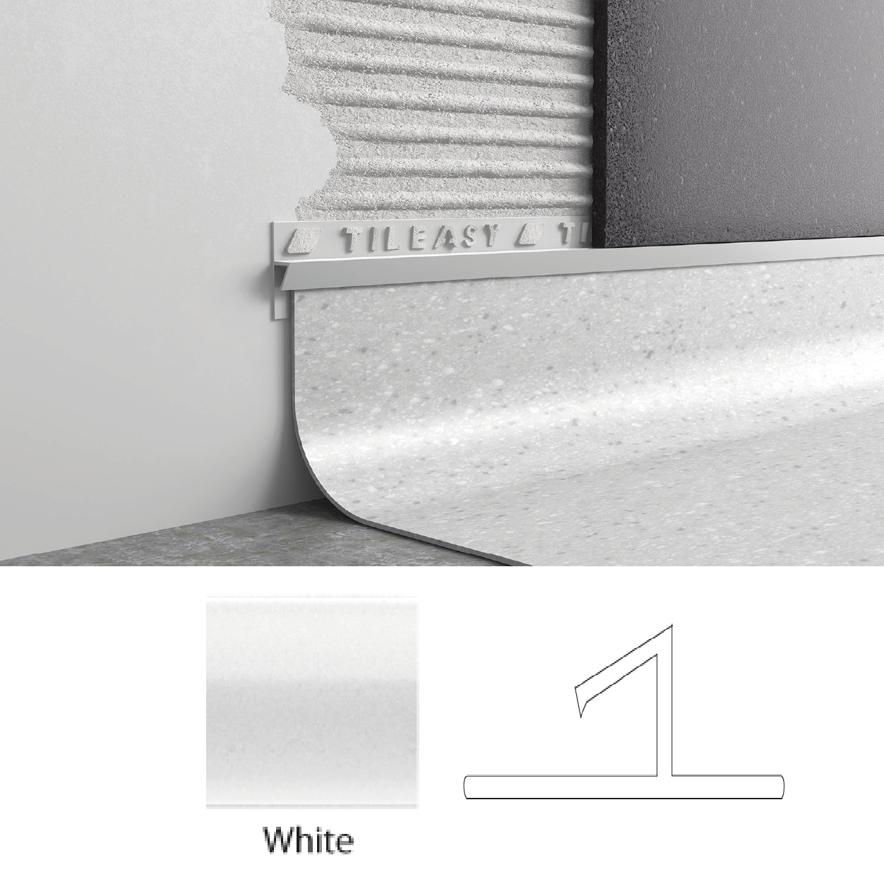 Plastic Tile To Vinyl Trim - 2.4 M Length